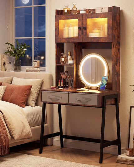 Coiffeuse haute de 170 cm avec miroir LED pour chambre à coucher de Giantex