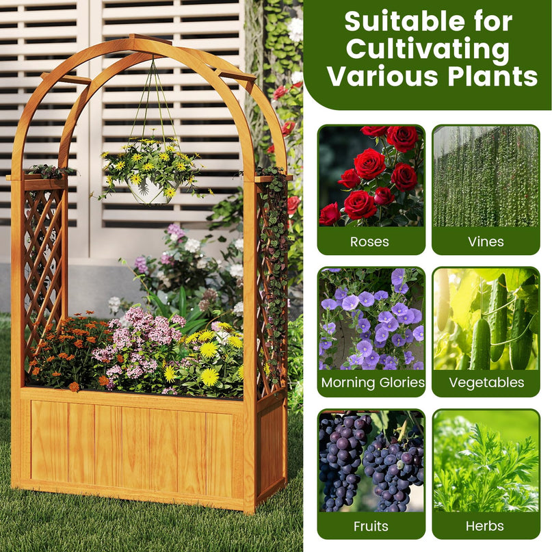Giantex Raised Garden Bed with Arch Lattice Trellis(33"x15"x57")