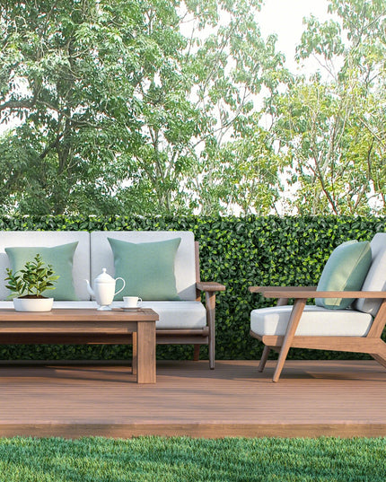 Giantex Artificial Boxwood Hedge Wall, Faux Grass Wall with PE Leaves and Aluminum Frame