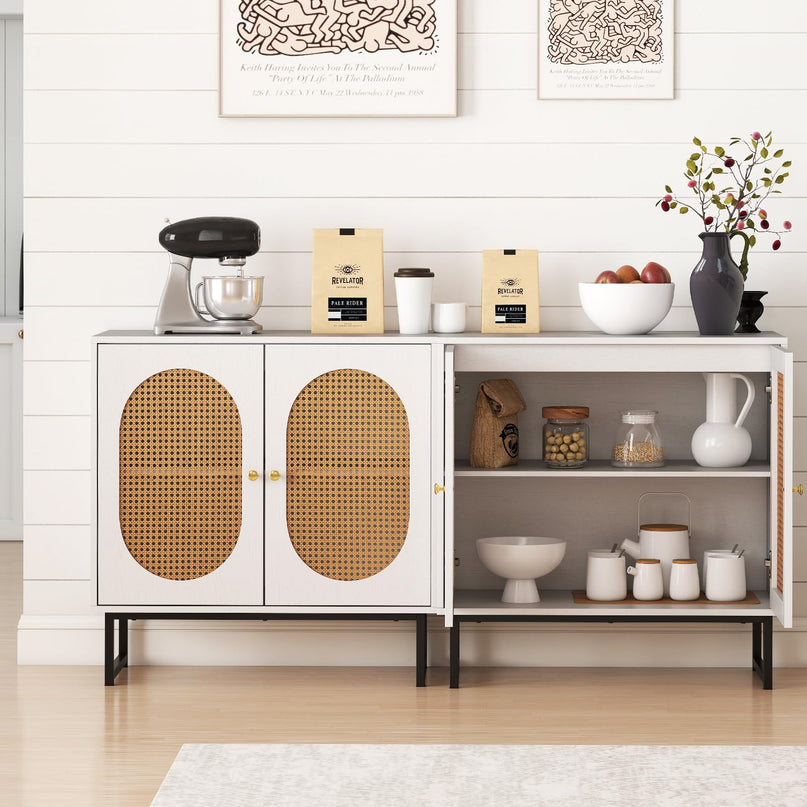 Giantex Small PE Rattan Buffet Cabinet with Storage for Kitchen