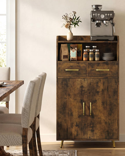 Giantex Bathroom Storage Cabinet | Freestanding Floor Cabinet with 2 Drawers and 2 Doors