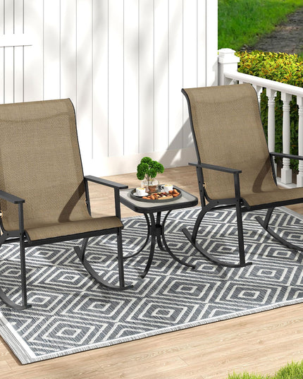 Giantex Outdoor Patio Furniture Set with 2 Rocking Chairs & Coffee Table