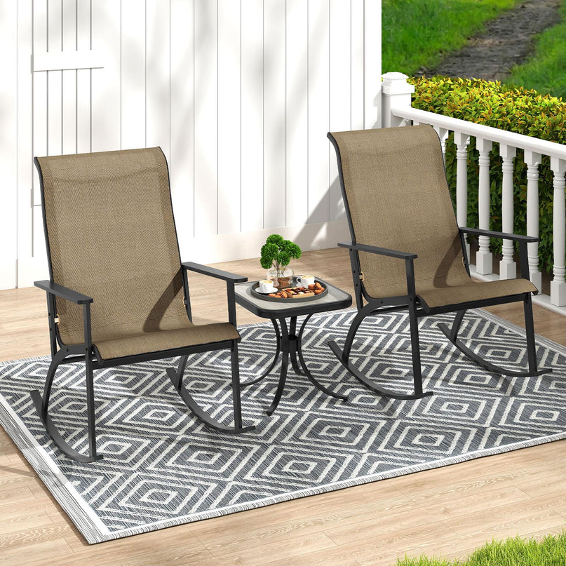 Giantex Outdoor Patio Furniture Set with 2 Rocking Chairs & Coffee Table
