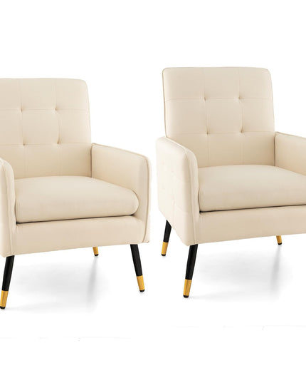 Giantex Modern Mid-Century Accent Chair - Upholstered Armchair with Tufted Back, Metal Legs