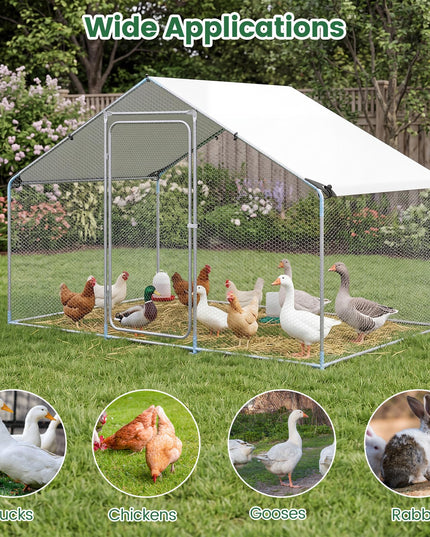 Giantex 9.8 x 6.7 x 6.6 FT Large Metal Chicken Coop with Waterproof Cover