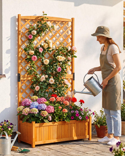 Giantex 71" Raised Garden Bed with Trellis