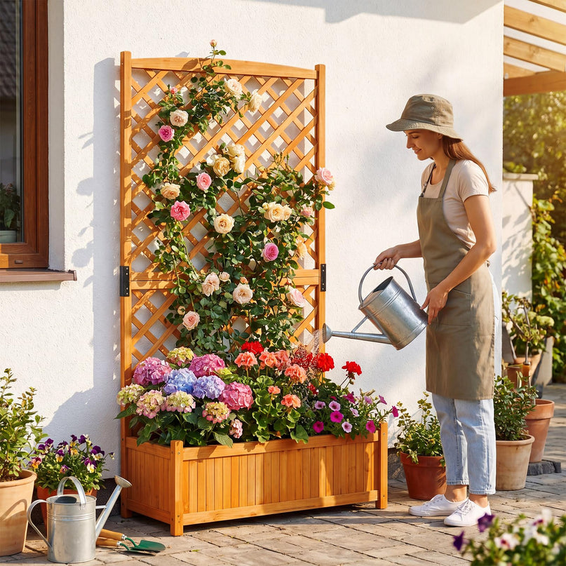 Giantex 71" Raised Garden Bed with Trellis