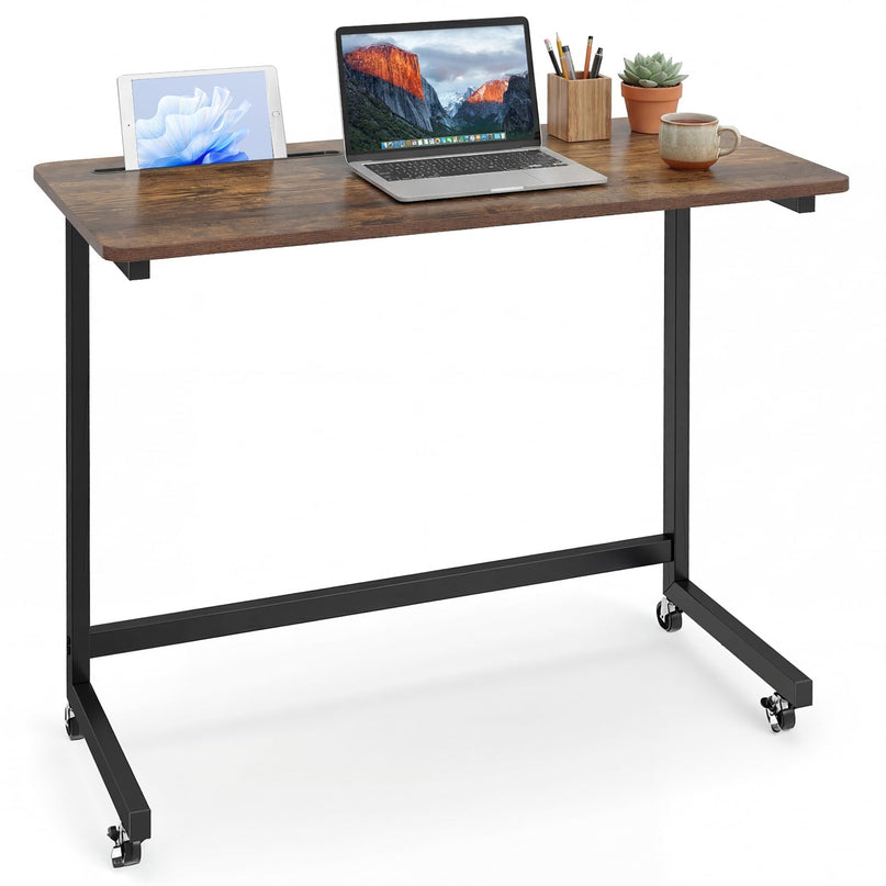 Giantex Table d'appoint mobile en forme de C - Table de chevet roulante avec fente pour tablette ( 1/2 )