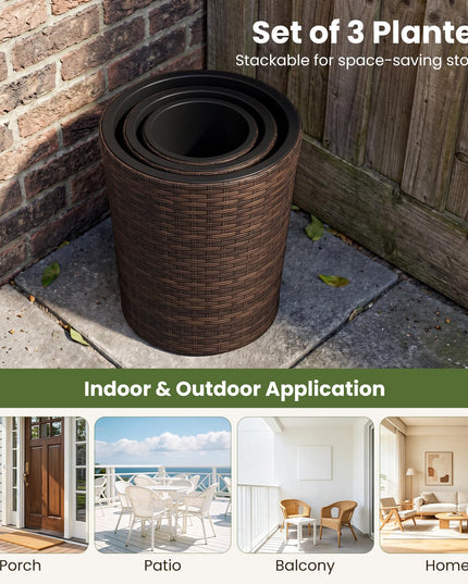 Giantex Set of 3 Plastic Planters with Drainage Holes and Saucers