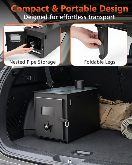 GIANTEX Hot Tent Stove | 8.4 ft Wood Burning Stove with Ash Tray
