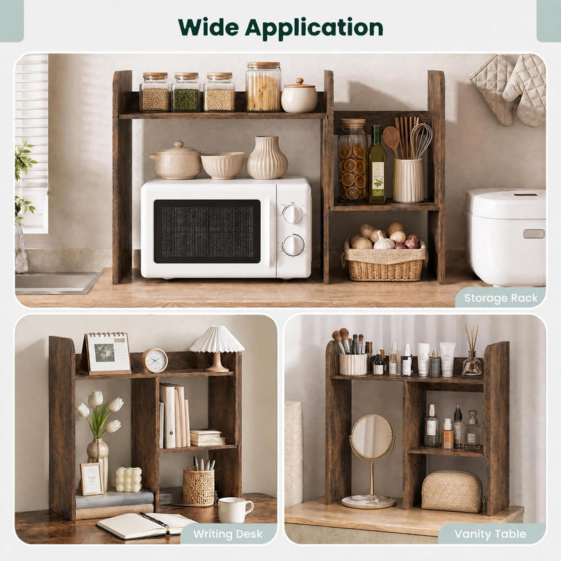 GIANTEX Extendable Desktop Bookshelf w/ Storage Hutch