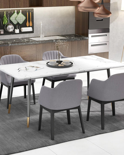 Giantex Modern Dining Chairs, Upholstered Velvet Accent Chairs w/Curved Backrests & Rubber Wood Legs