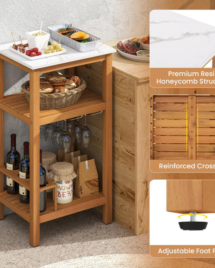 Giantex Acacia Wood Outdoor Side Table(Without Drawer)