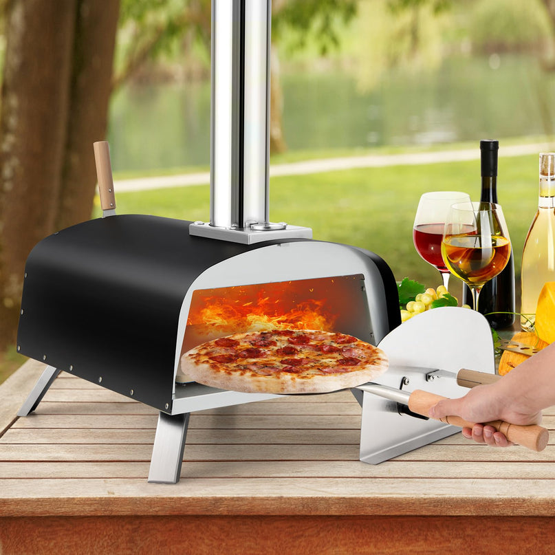 Giantex Pizza Oven Outdoor, Propane and Wood Fired Pizza Maker with 13" Pizza Stone, Pizza Peel