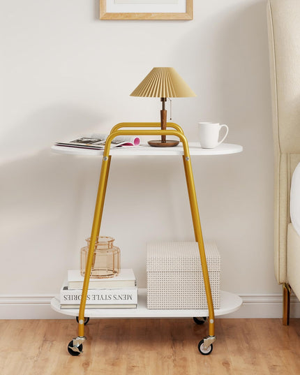 Giantex 2-Tier Gold Rolling Cart for Home Kitchen