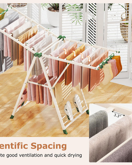 Giantex Clothes Drying Rack, Foldable Metal Laundry Drying Rack（64"L x 39"-62"H）
