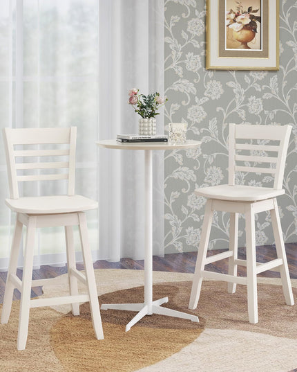 Giantex Wood Bar Stools, Swivel Counter Height Bar Stools with Slatted Hollow Back & Ergonomic Contoured Seat
