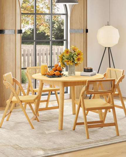 Giantex Rattan Folding Chairs Set with Rotatable Backrests