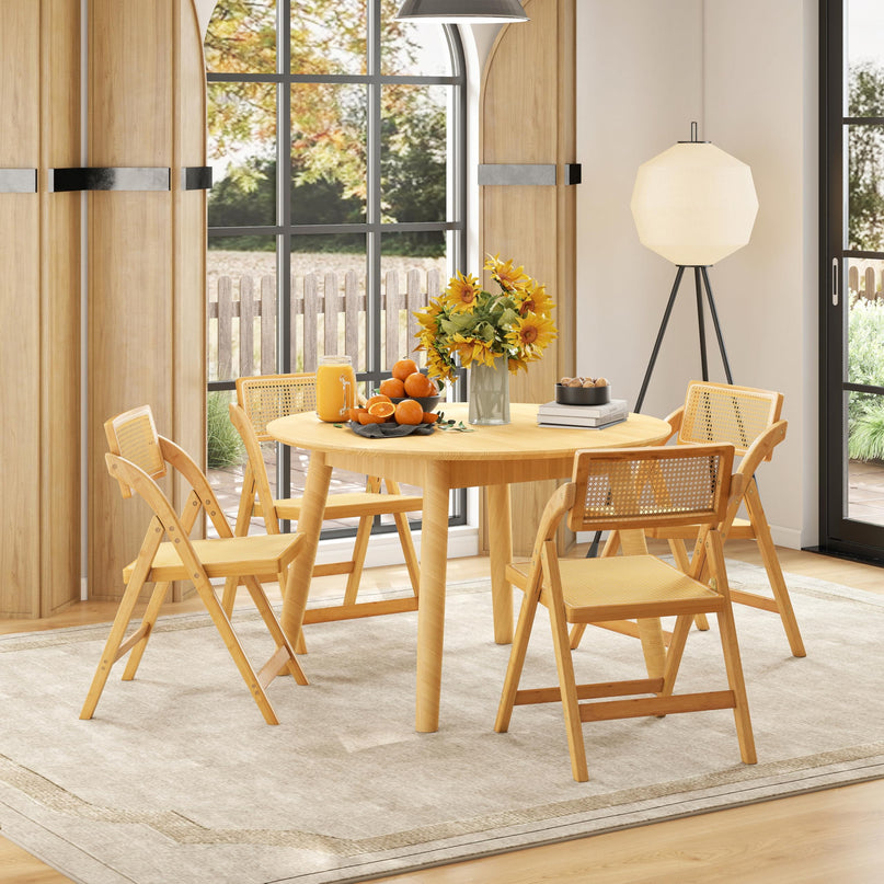 Giantex Rattan Folding Chairs Set with Rotatable Backrests