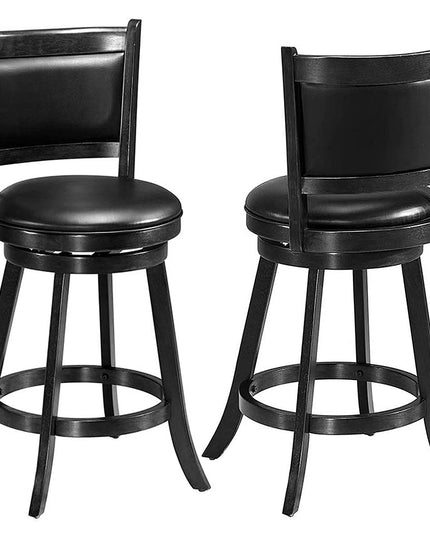 Giantex Accent Wooden Swivel Back Counter Height Bar Stool, Fabric Upholstered Design