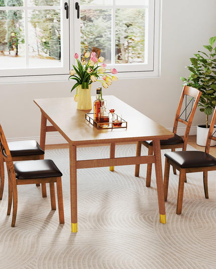Giantex Lot de 2/4 chaises de salle à manger sans accoudoirs rembourrées en tissu avec structure en bois d'hévéa