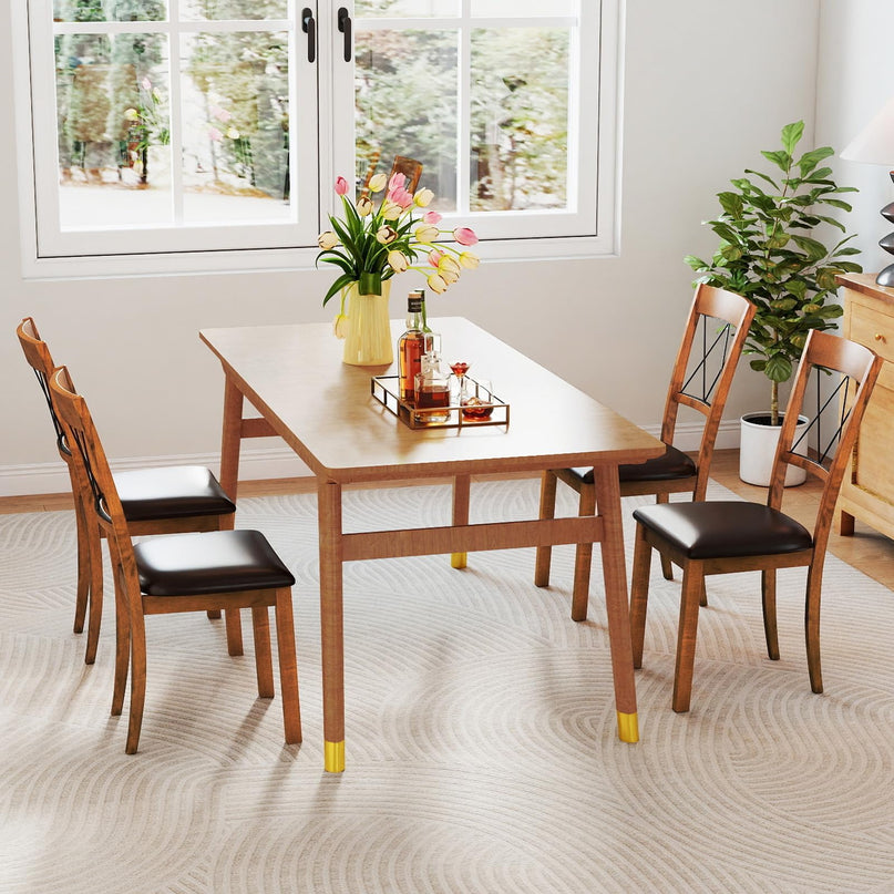 Giantex Dining Chair Set of 2/4 Fabric Upholstered Kitchen Armless Chairs with Rubber Wood Frame