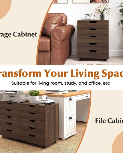 Giantex 5-Drawer Vertical File Cabinet Mobile Office Storage Cabinet
