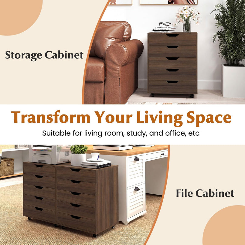 Giantex 5-Drawer Vertical File Cabinet Mobile Office Storage Cabinet