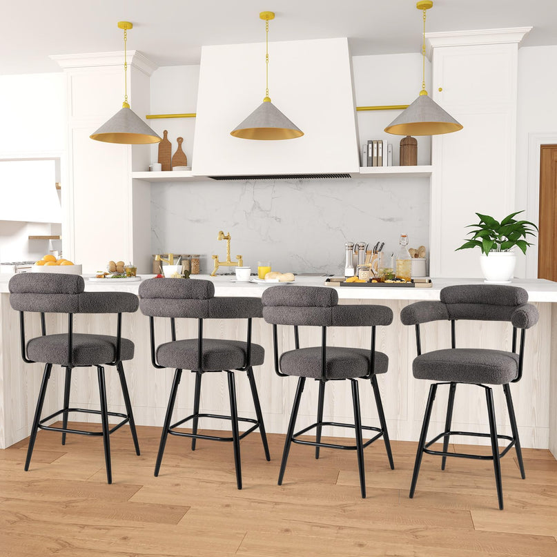 Giantex Swivel Bar Stools Set of 2/4 with Metal Legs & Footrest for Kitchen Island