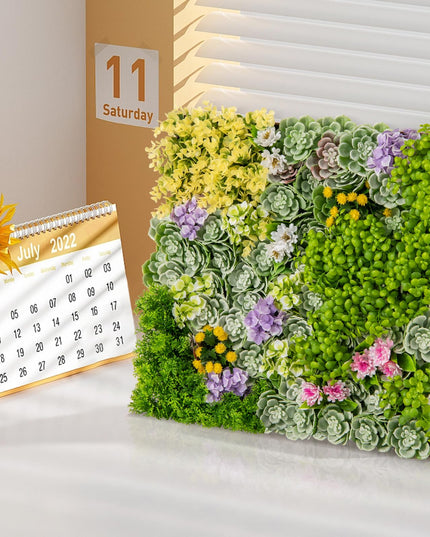 Giantex 2 Pack Hanging Artificial Plants Panels, 20" x 20" Square Framed 3D Greenery Wall Art Decor