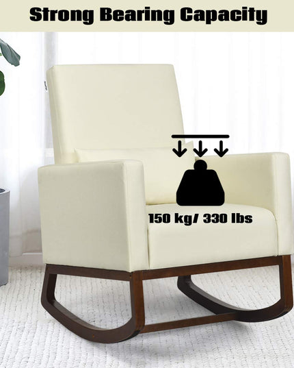 Giantex Upholstered Rocking Chair, Modern High Back Armchair