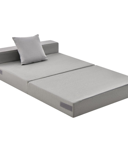 Giantex 6 Inch Folding Sofa Bed Couch with Pillow, Tri-fold Mattress with High-Density Foam, Dark Grey