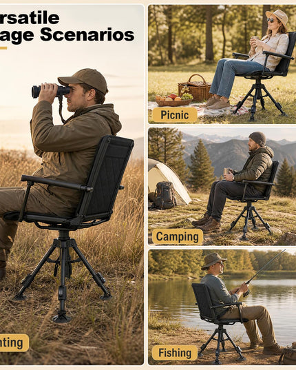 GIANTEX Portable Swivel Hunting Chair w/ 5-Level Adjustable Height