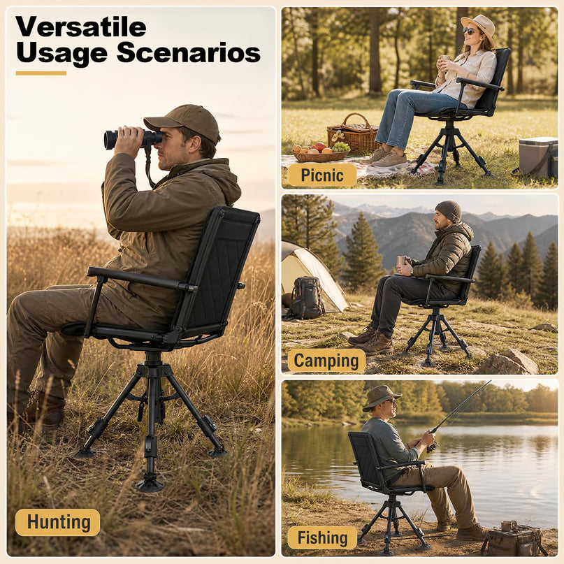GIANTEX Portable Swivel Hunting Chair w/ 5-Level Adjustable Height