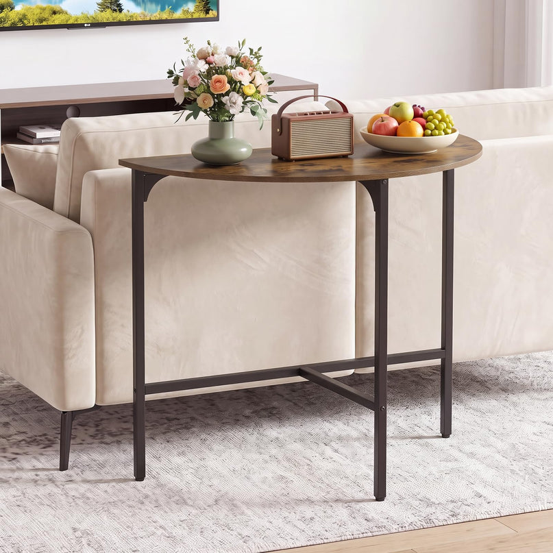 GIANTEX 32" Narrow Half Moon Console Table with Metal Frame & Anti-tip Kits