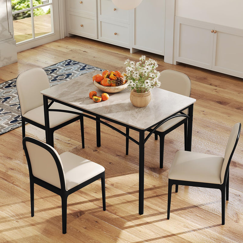 Giantex 43" x 28" Dining Table with Large Faux Marble Tabletop