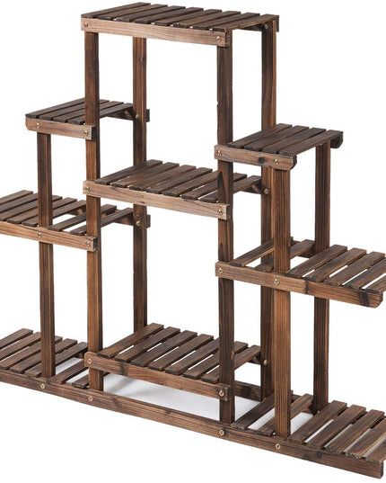Giantex Flower Rack Wood Plant Stand Wood Shelves Bonsai Display Shelf (47.5”Lx 10’’Wx 38’’H)