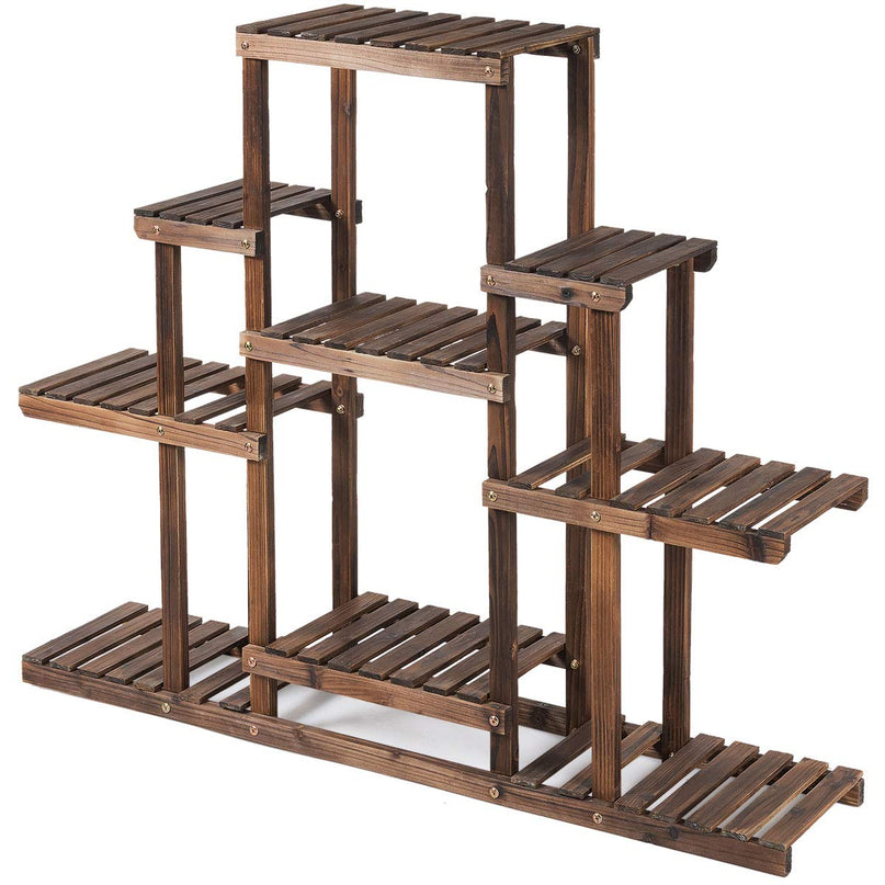 Giantex Flower Rack Wood Plant Stand Wood Shelves Bonsai Display Shelf (47.5”Lx 10’’Wx 38’’H)