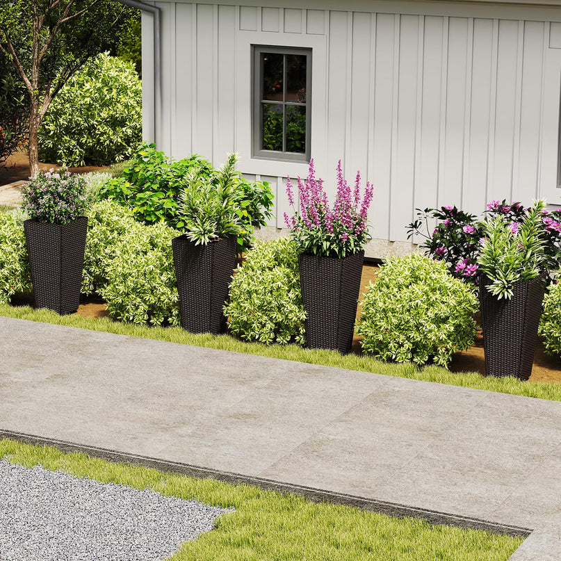 Giantex Set of 2 Outdoor Wicker Flower Pot