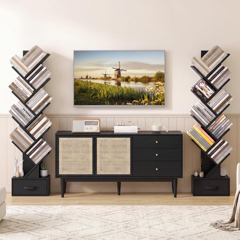 GIANTEX 9-Tier Tree Bookshelf with Drawer for Home Office