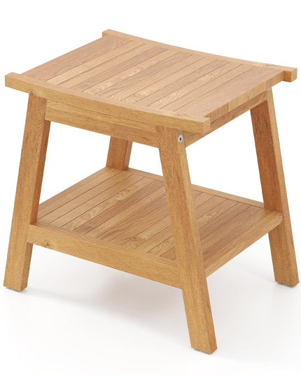 Giantex Teak Shower Bench with Shelf