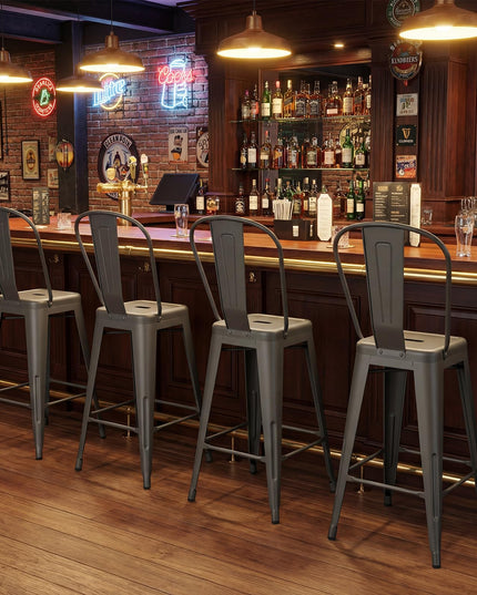 Giantex 24" Metal Bar Stools Set of 4 Counter Height Bar Chairs