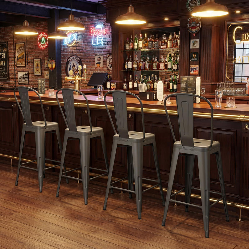 Giantex 24" Metal Bar Stools Set of 4 Counter Height Bar Chairs
