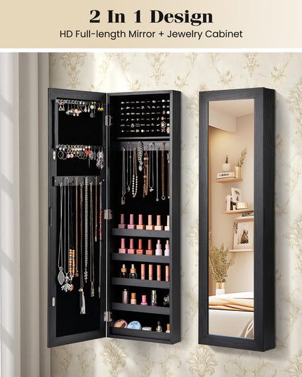 Giantex Wall Door Mounted Jewelry Armoire Cabinet with Full-length Mirror