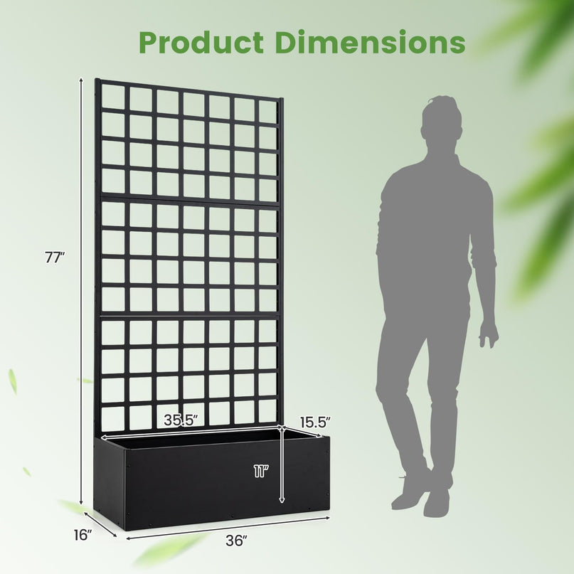 Giantex 36" x 16" x 77" Metal Raised Garden Bed with Trellis