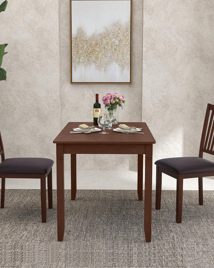 Giantex Wooden Dining Chairs Set, Upholstered Kitchen Chairs w/Slat Back, Wear-Resistant PVC Leather