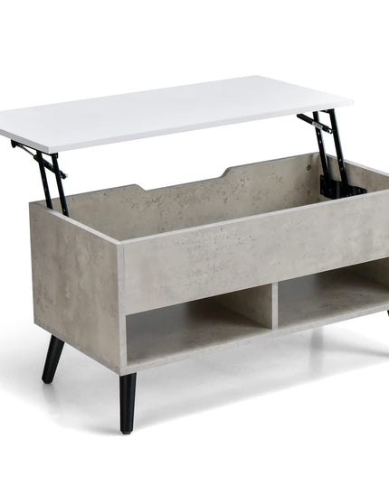 Giantex Lift Top Coffee Table, Modern Cocktail Table w/Hidden Compartment & 2 Open Shelves