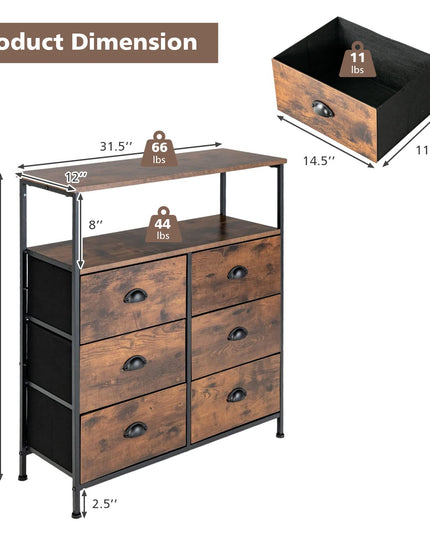Giantex Fabric Dresser for Bedroom - Wide Storage Tower Chest of 6 Drawers