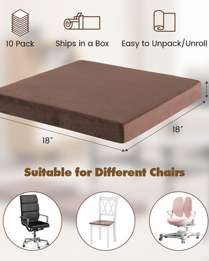 Giantex 10 Pack Gel Memory Foam Chair Cushions, 18" x 18" x 2" Square Floor Seat Cushions