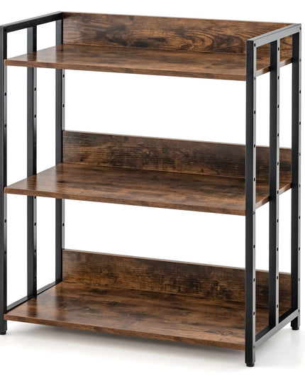 Giantex 3-Tier Bookshelf, Industrial 32" Tall Small Book Shelf with Adjustable Shelves